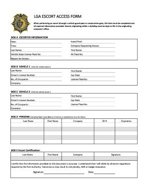 escortaccess|PANYNJ Airport Escort Form .